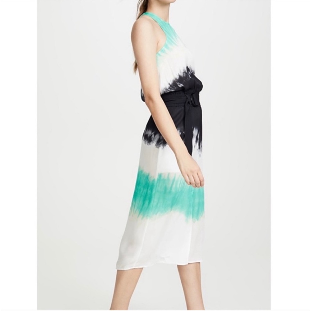 A.L.C Tallulah Tie-Dye Sleeveless Silk Midi Dress Belted Racerback Size 14 - Picture 3 of 11